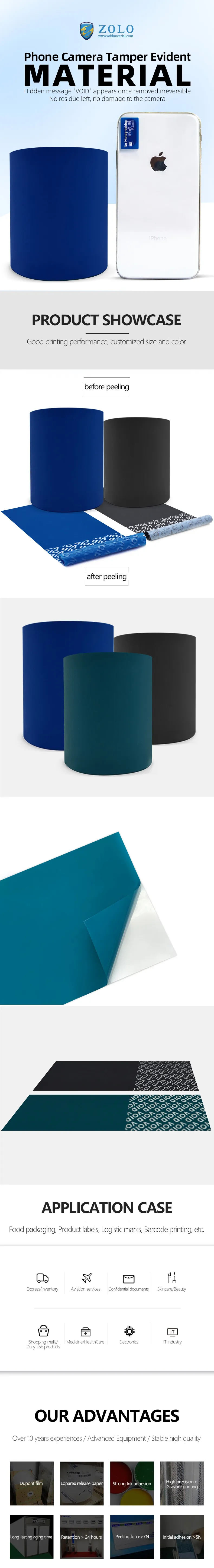 NO PHOTO VOID Label Material image, display how to prevent counterfeiting.