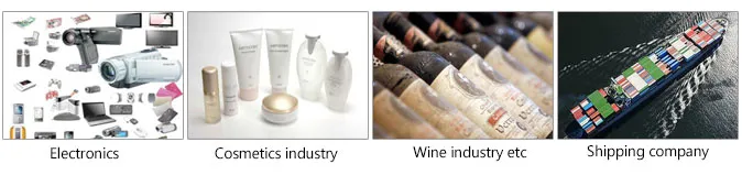 This image shows a Color Changing Water Indicator, showing its applications in electronics, cosmetics, wine, shipping companies, etc.