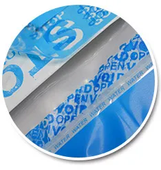 Tamper Proof Bags image display the seal is peeled, hidden message of OPEN VOID or VOID will appear.